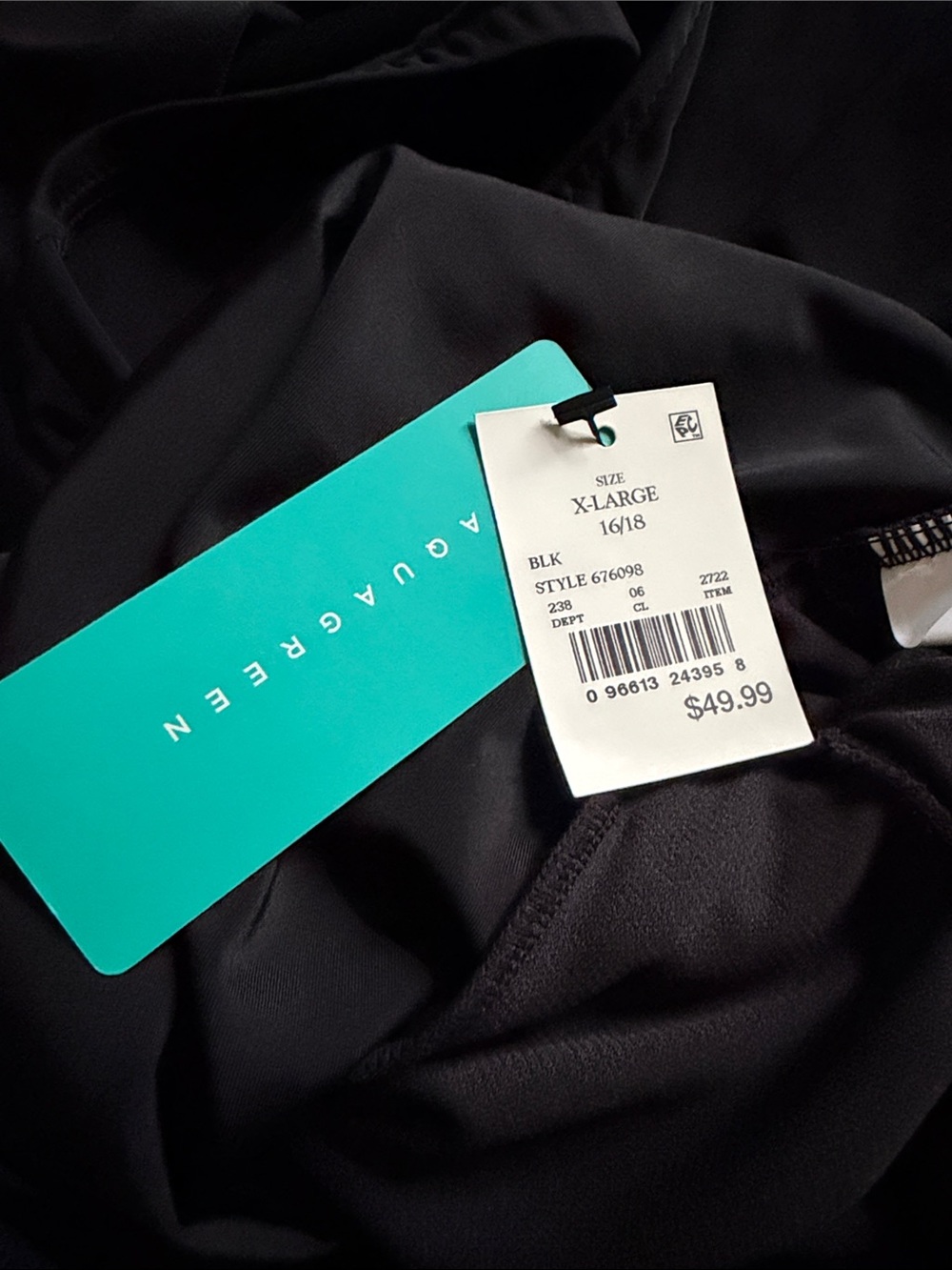 NWT Aquagreen black padded cup swim dress size extra large